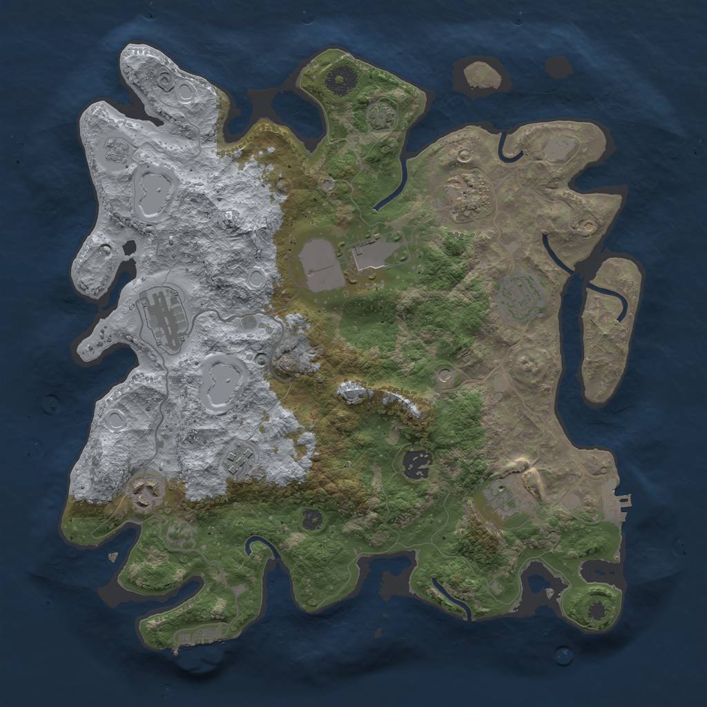 Rust Map: Procedural Map, Size: 3500, Seed: 11866745, 16 Monuments
