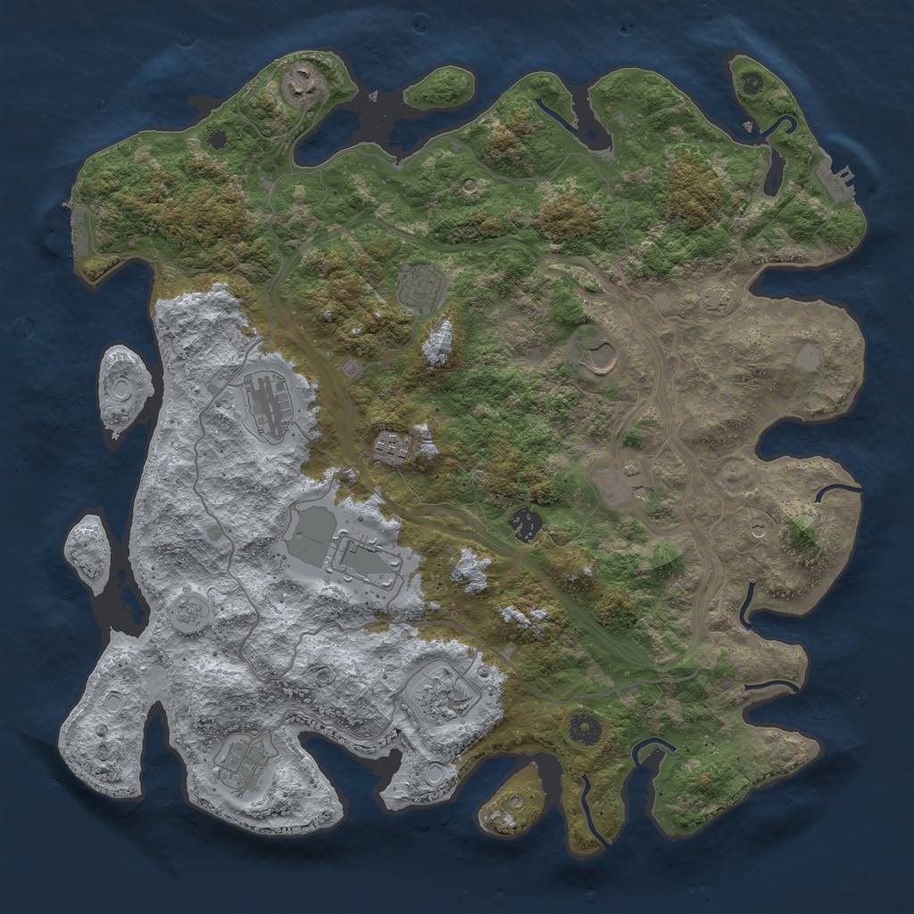 Rust Map: Procedural Map, Size: 4250, Seed: 224122503, 18 Monuments