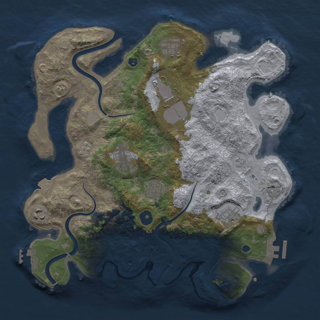 Rust Map: Procedural Map, Size: 3500, Seed: 1995747453, 13 Monuments