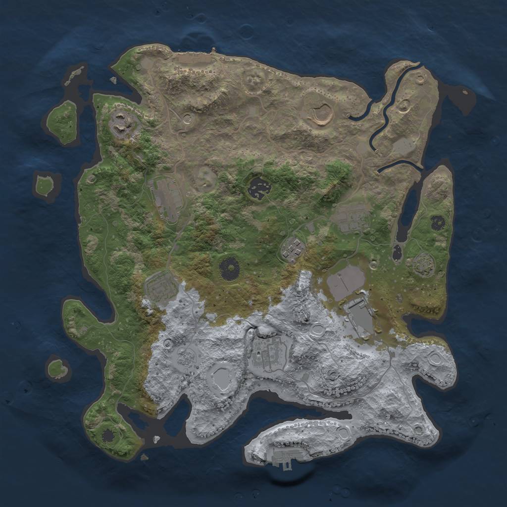 Rust Map: Procedural Map, Size: 3500, Seed: 1707410375, 17 Monuments