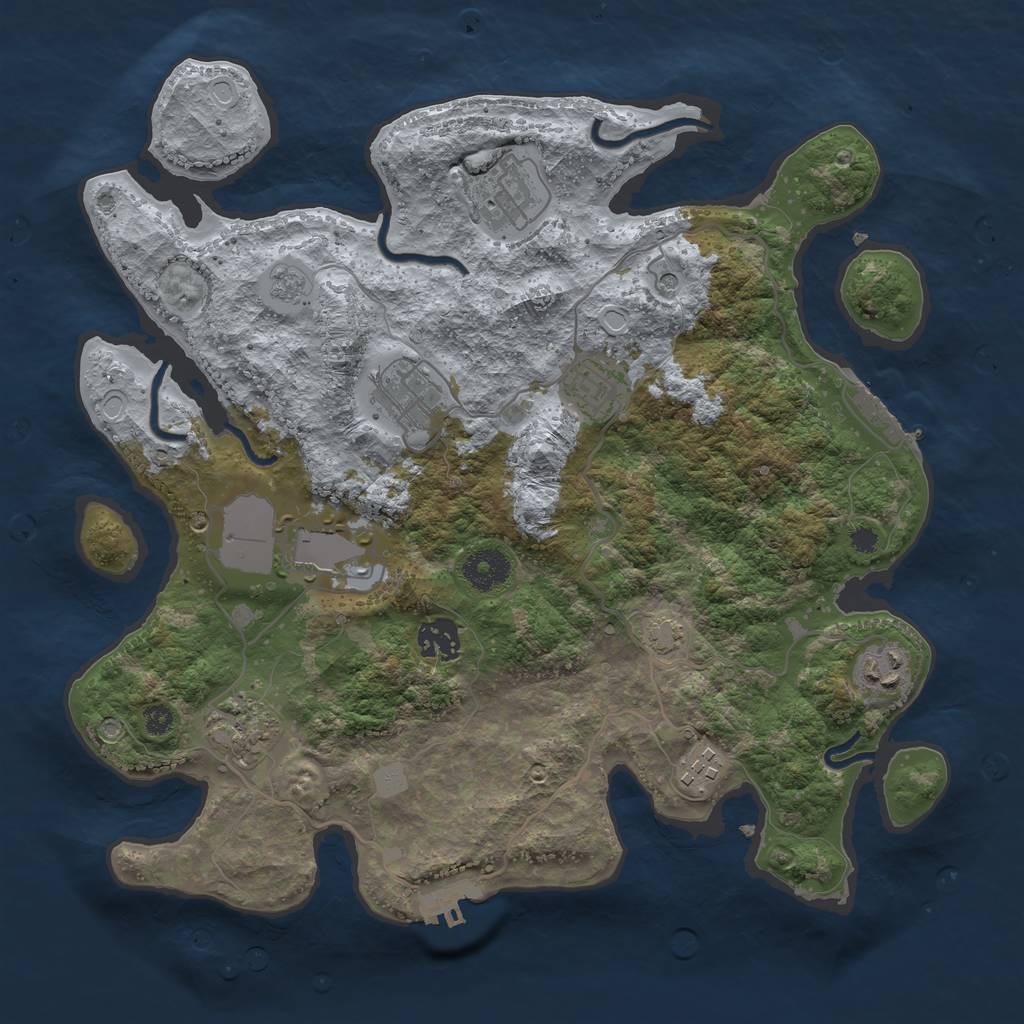 Rust Map: Procedural Map, Size: 3500, Seed: 52786516, 16 Monuments