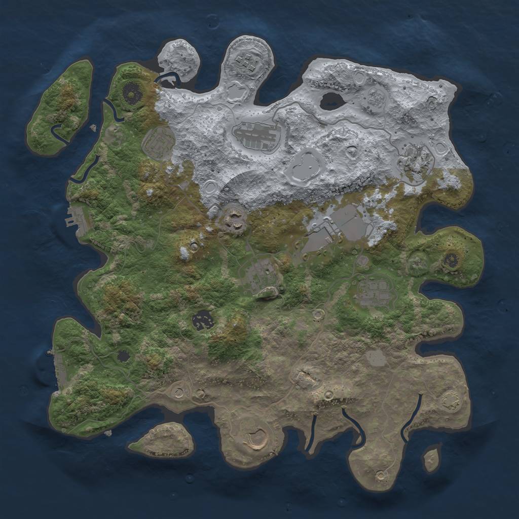 Rust Map: Procedural Map, Size: 3700, Seed: 50172807, 18 Monuments