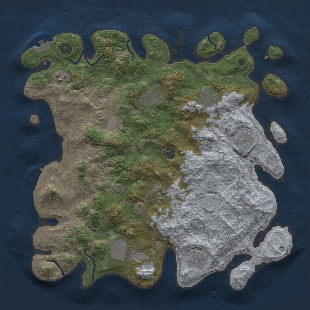 Rust Map: Procedural Map, Size: 4000, Seed: 99395703, 17 Monuments