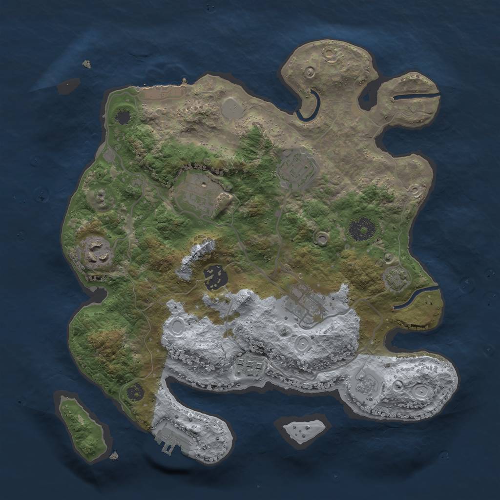 Rust Map: Procedural Map, Size: 3000, Seed: 1943267724, 13 Monuments