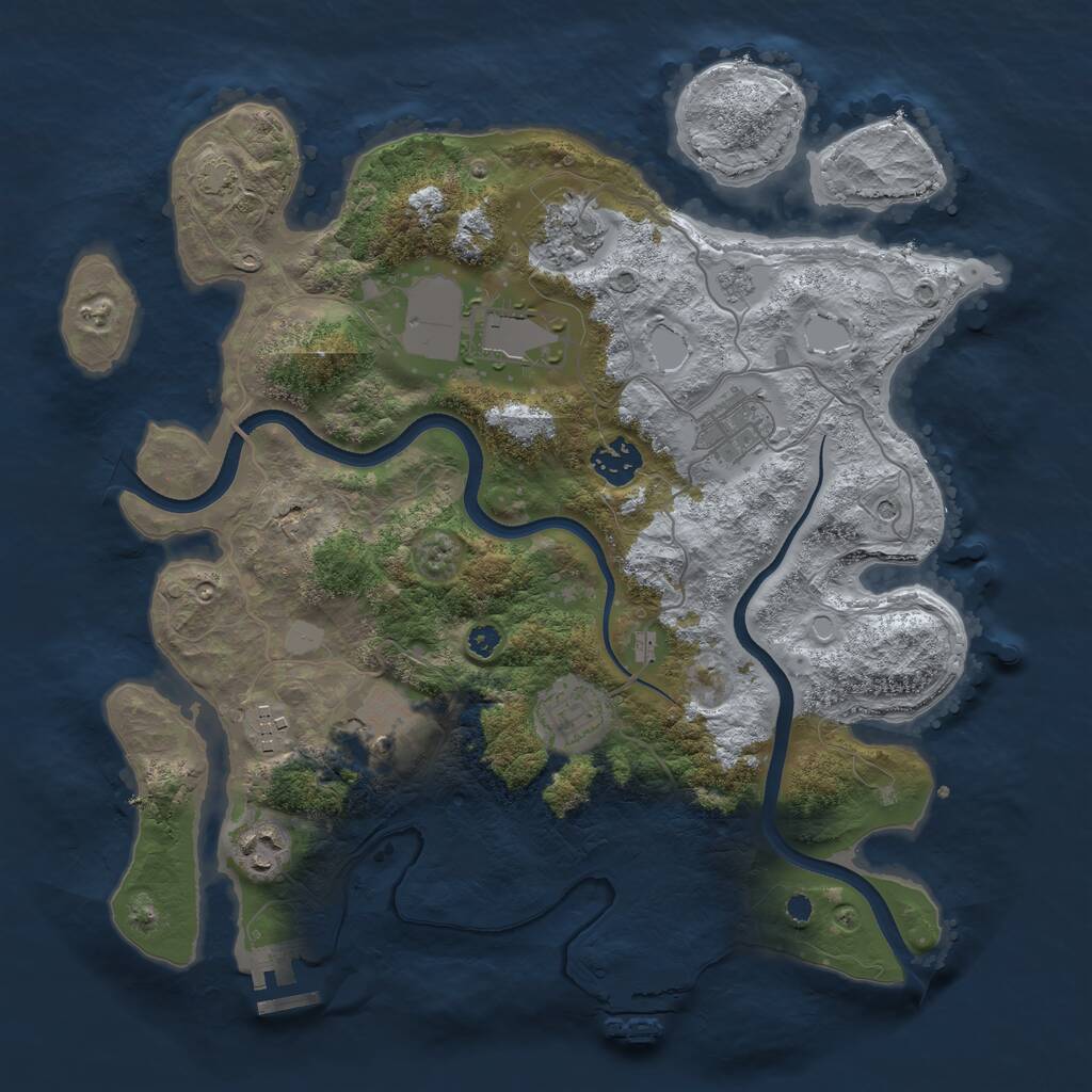 Rust Map: Procedural Map, Size: 3500, Seed: 1729182229, 14 Monuments
