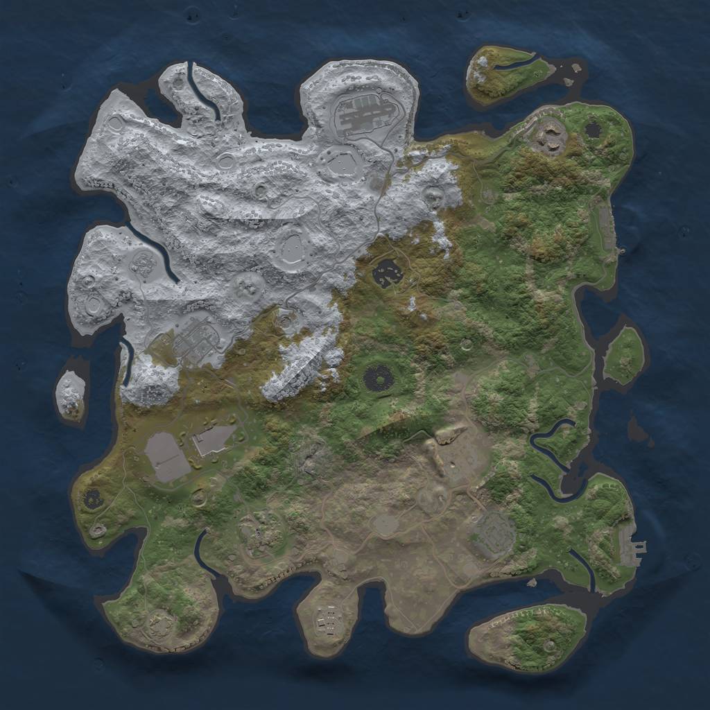 Rust Map: Procedural Map, Size: 3750, Seed: 42731036, 17 Monuments