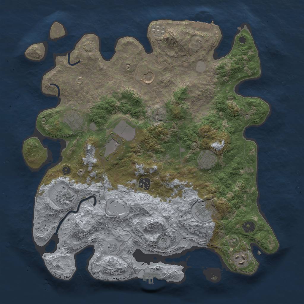 Rust Map: Procedural Map, Size: 3750, Seed: 62982569, 17 Monuments