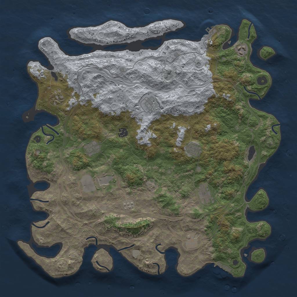 Rust Map: Procedural Map, Size: 4500, Seed: 71665104, 18 Monuments