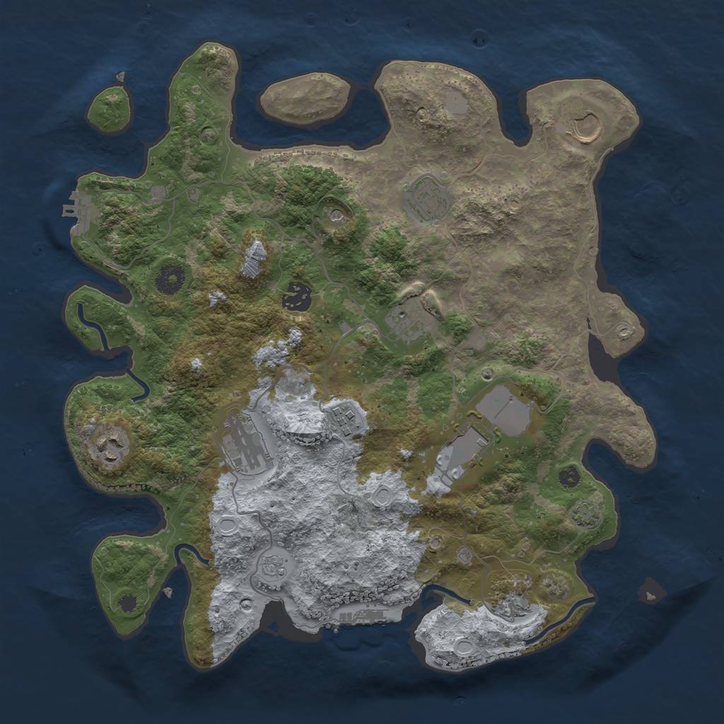 Rust Map: Procedural Map, Size: 3600, Seed: 87625594, 17 Monuments