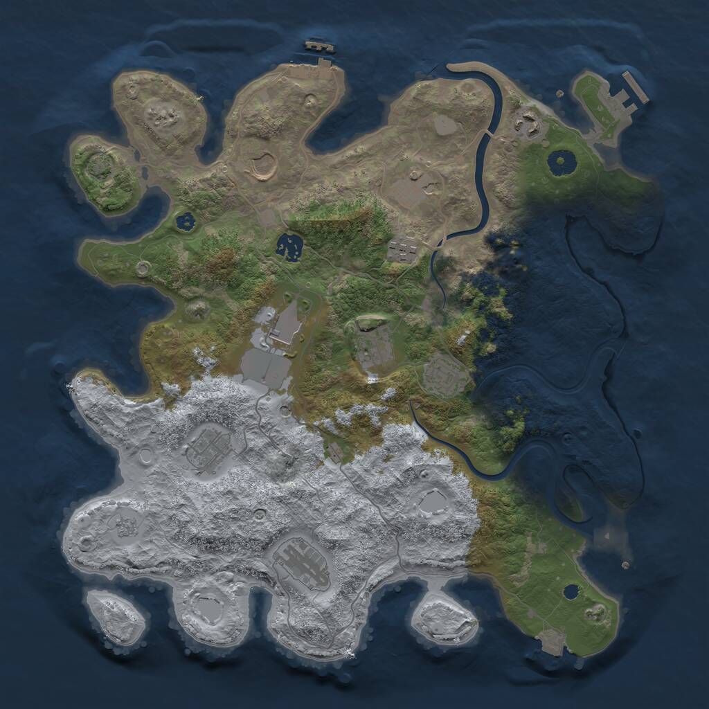 Rust Map: Procedural Map, Size: 3850, Seed: 28560253, 16 Monuments