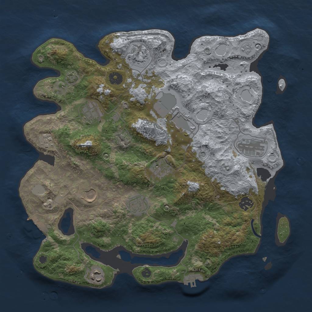 Rust Map: Procedural Map, Size: 3500, Seed: 677901662, 18 Monuments