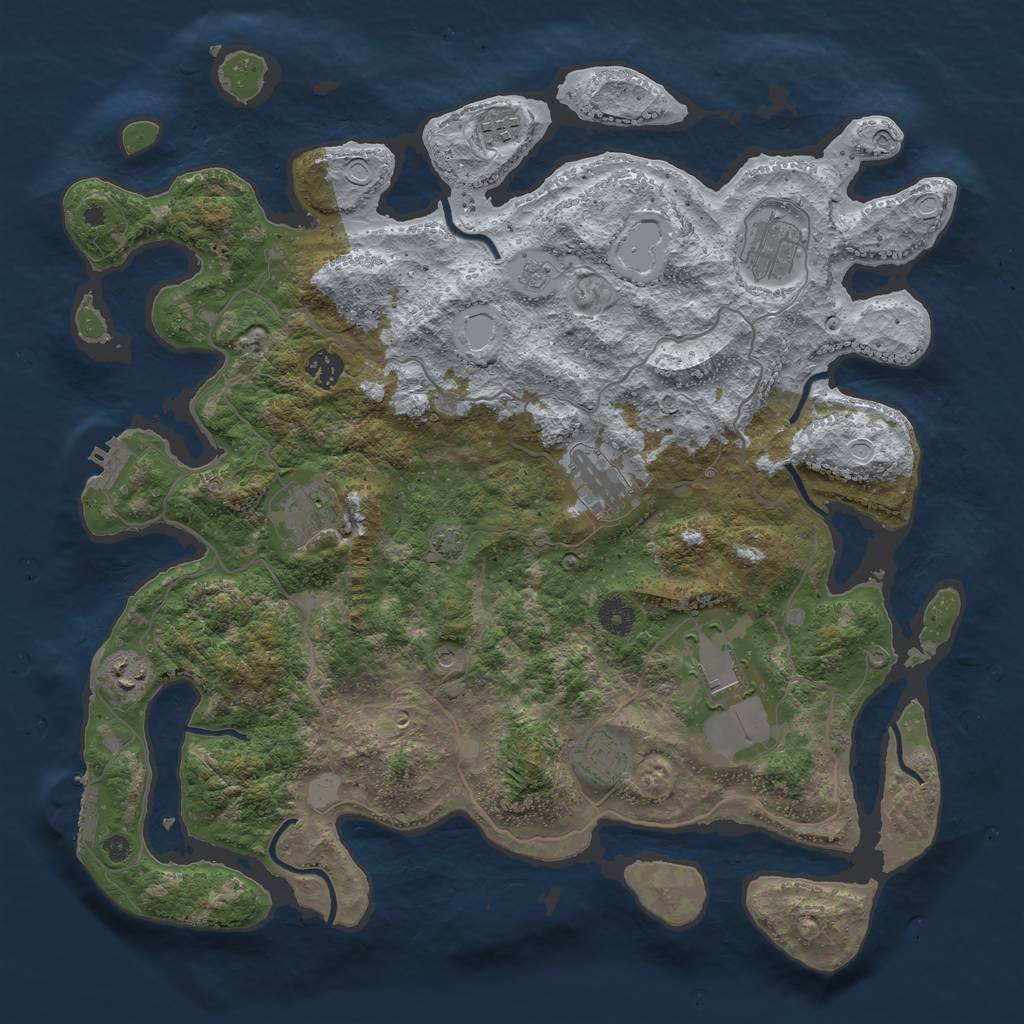 Rust Map: Procedural Map, Size: 4100, Seed: 54571348, 16 Monuments