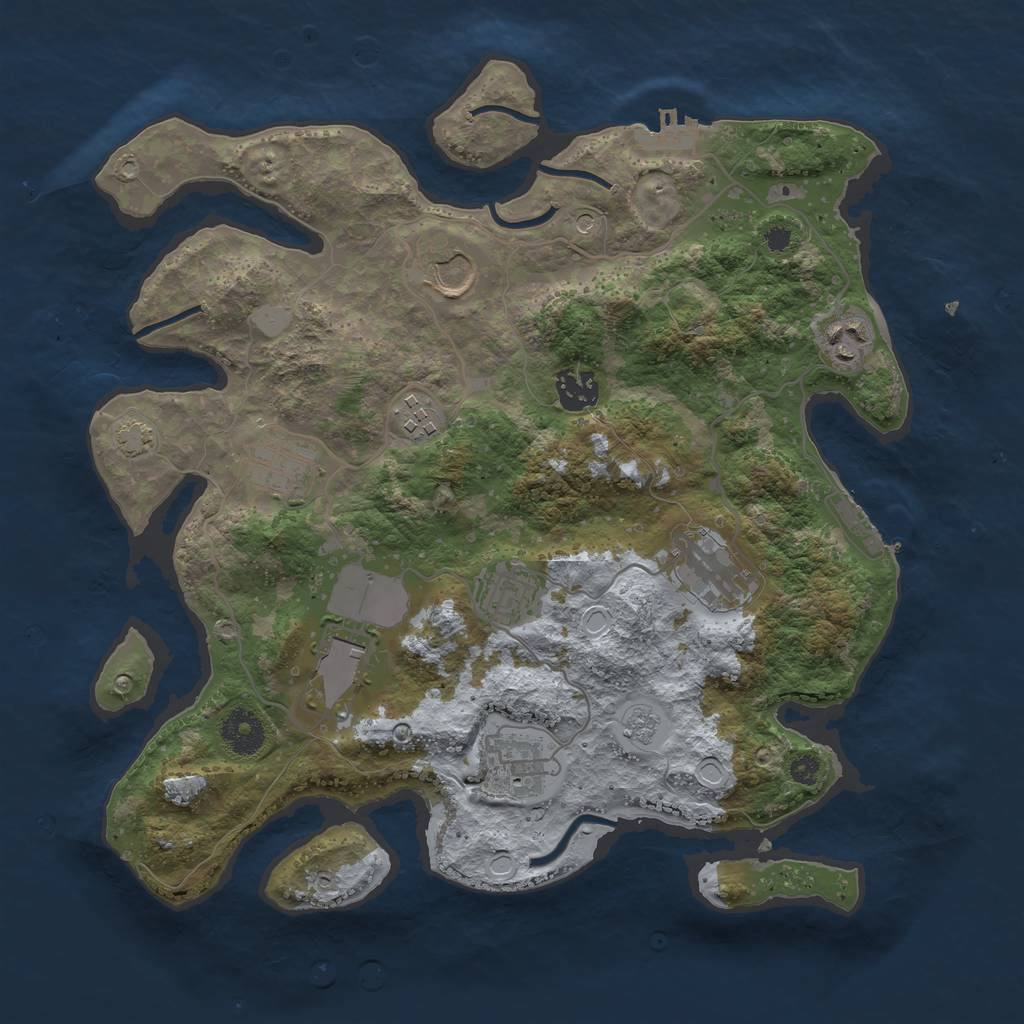 Rust Map: Procedural Map, Size: 3500, Seed: 430400622, 17 Monuments