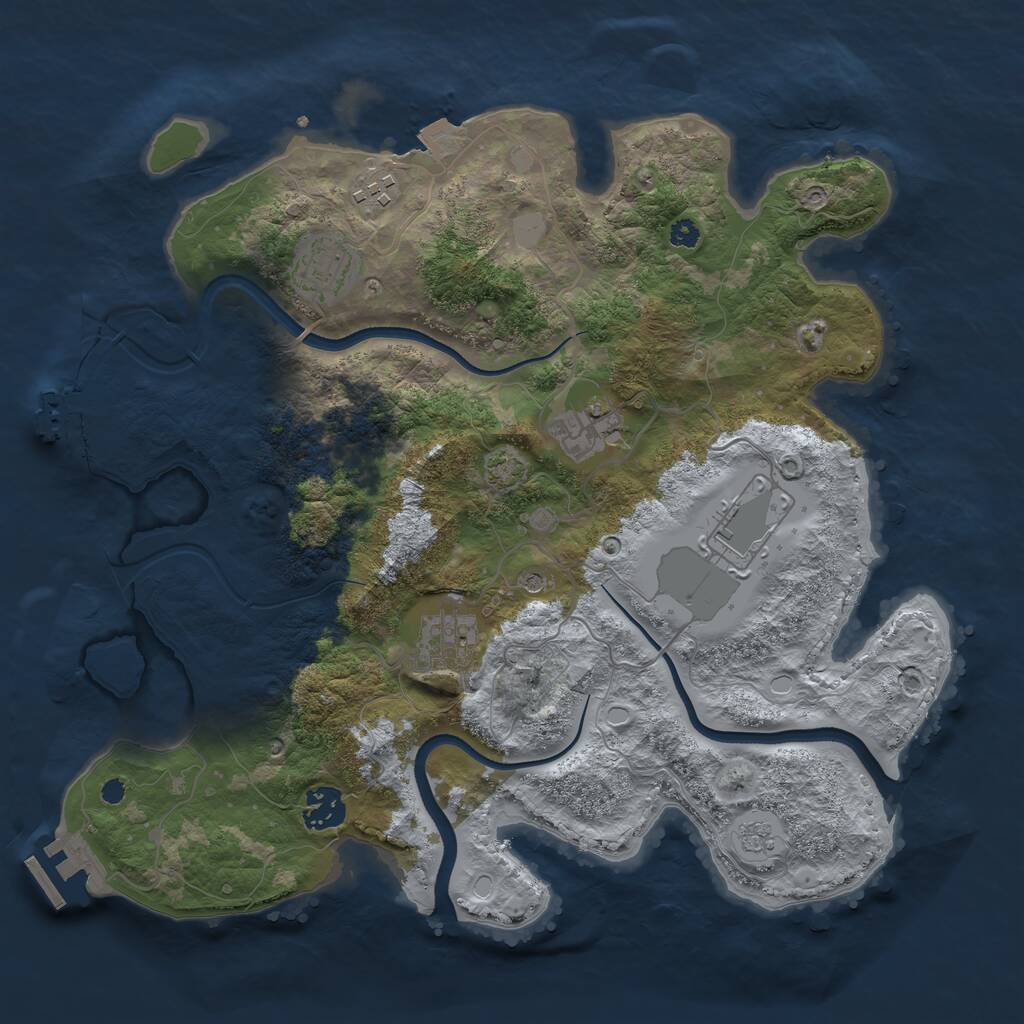 Rust Map: Procedural Map, Size: 3500, Seed: 97579367, 12 Monuments