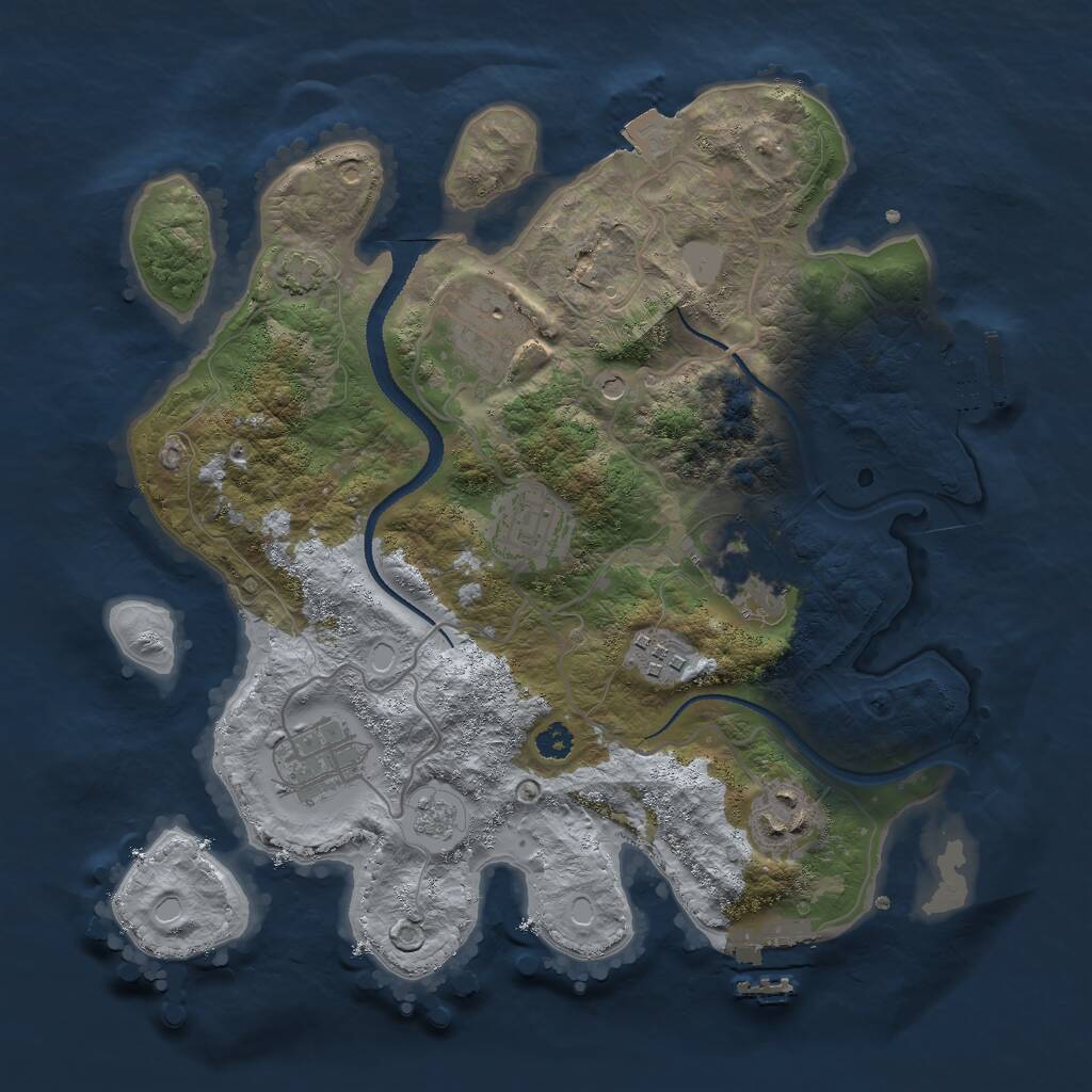 Rust Map: Procedural Map, Size: 3000, Seed: 27614, 12 Monuments