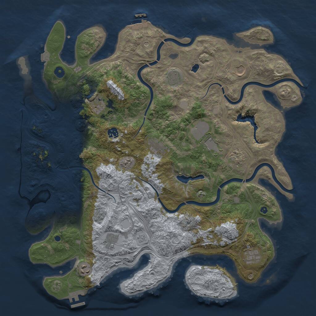 Rust Map: Procedural Map, Size: 4450, Seed: 345528, 17 Monuments