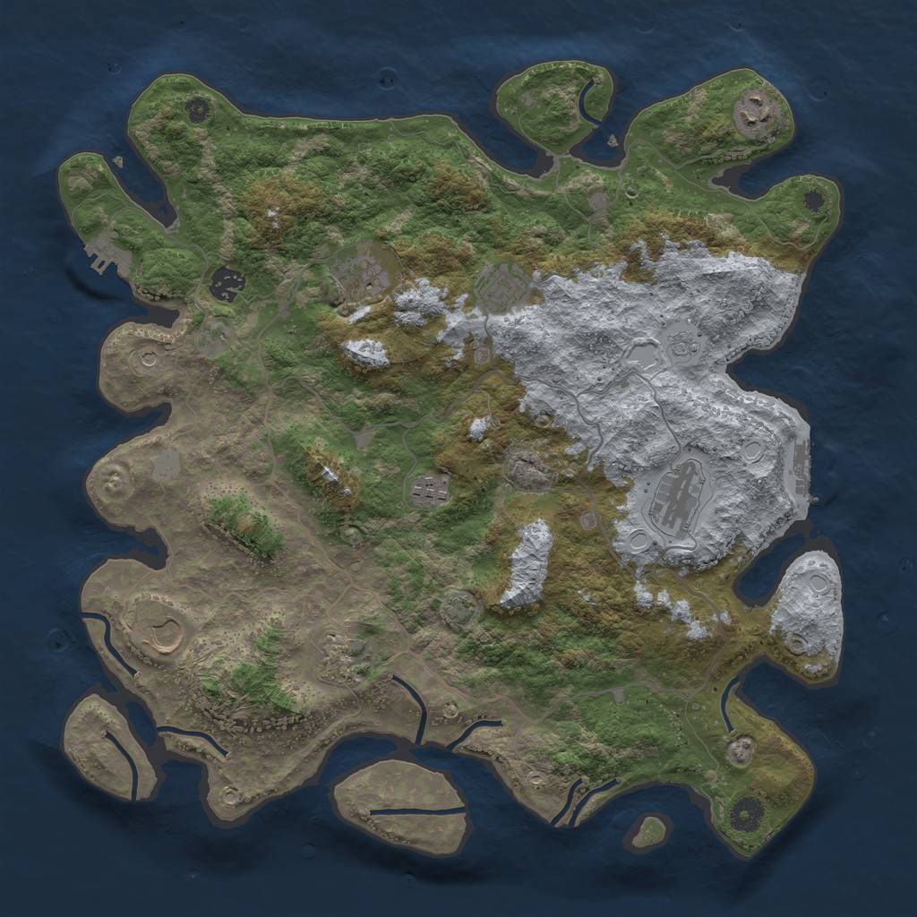 Rust Map: Procedural Map, Size: 4000, Seed: 121315444, 16 Monuments