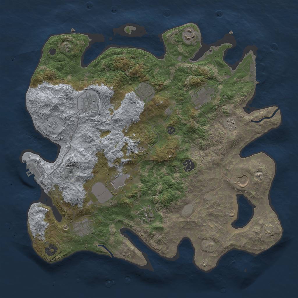 Rust Map: Procedural Map, Size: 3700, Seed: 1158416362, 18 Monuments