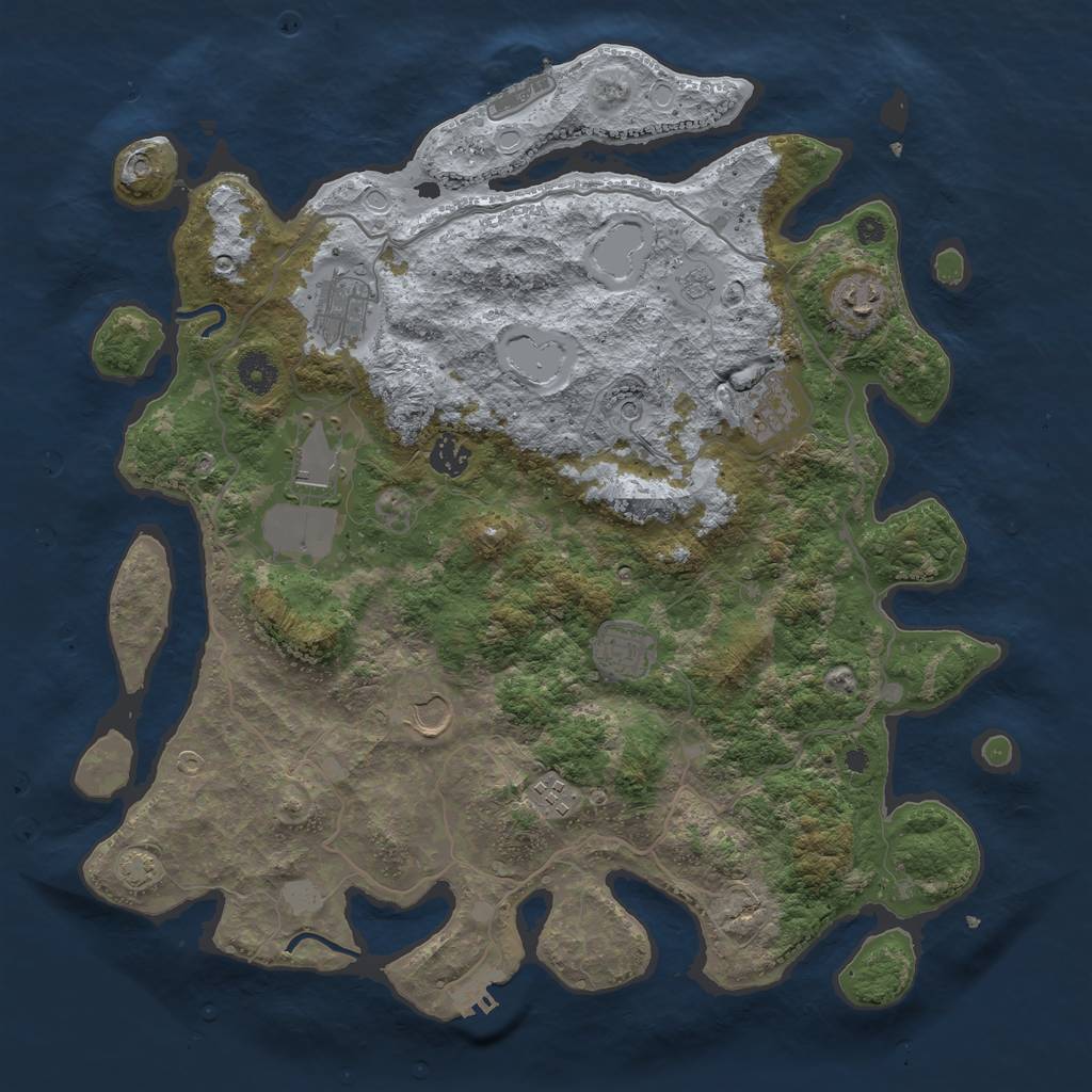 Rust Map: Procedural Map, Size: 4000, Seed: 96056459, 16 Monuments