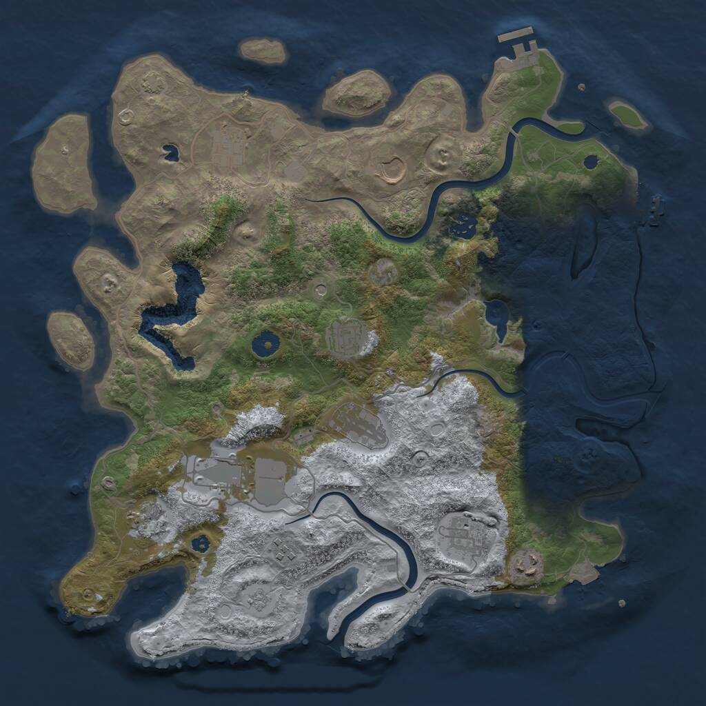 Rust Map: Procedural Map, Size: 4000, Seed: 221117, 16 Monuments