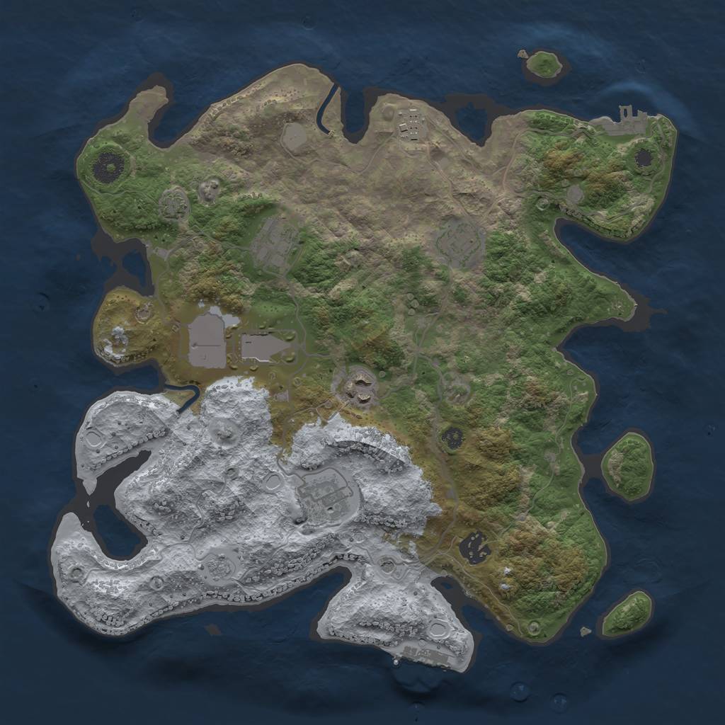 Rust Map: Procedural Map, Size: 3500, Seed: 220028918, 15 Monuments