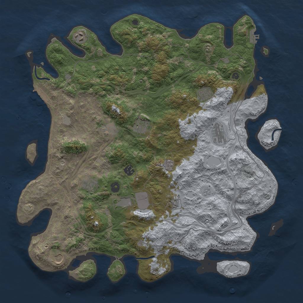 Rust Map: Procedural Map, Size: 4500, Seed: 517062645, 19 Monuments