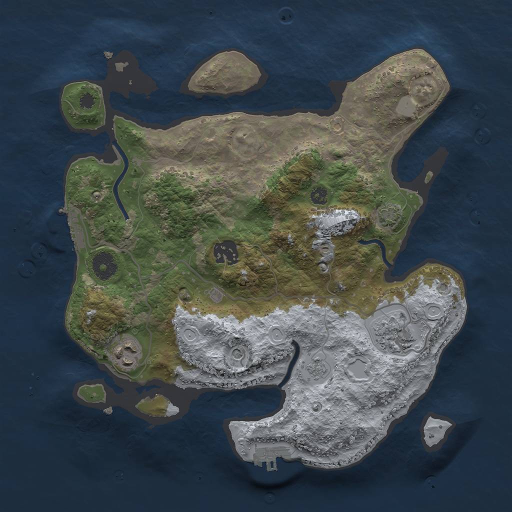 Rust Map: Procedural Map, Size: 3000, Seed: 1123892175, 11 Monuments