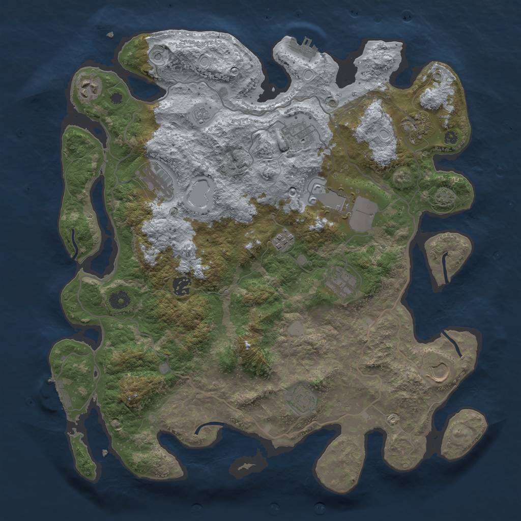 Rust Map: Procedural Map, Size: 4000, Seed: 674658, 18 Monuments