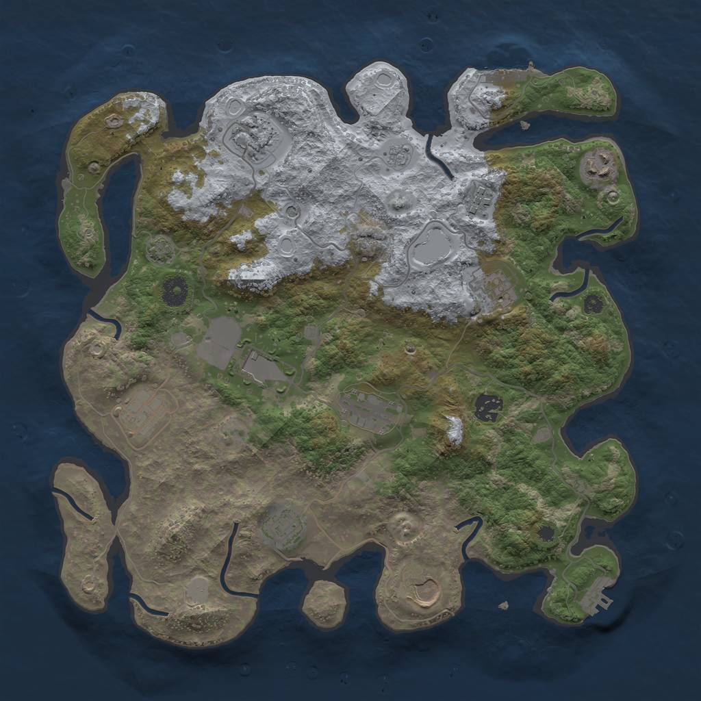 Rust Map: Procedural Map, Size: 3700, Seed: 992677335, 18 Monuments