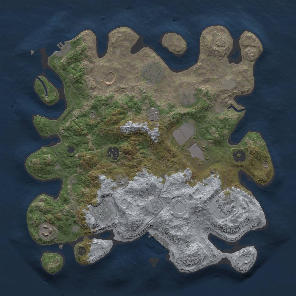Rust Map: Procedural Map, Size: 3500, Seed: 1518641829, 17 Monuments