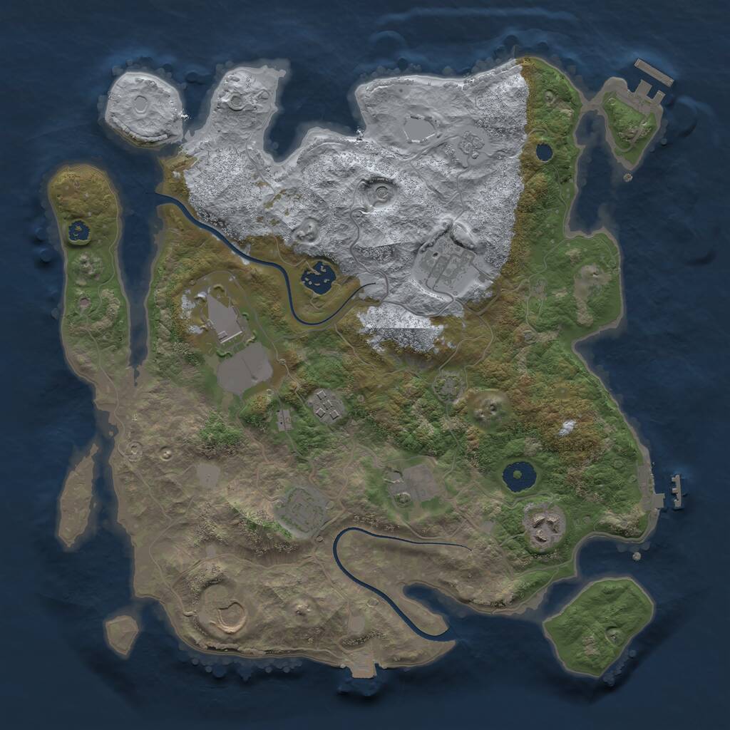 Rust Map: Procedural Map, Size: 3500, Seed: 828961396, 14 Monuments