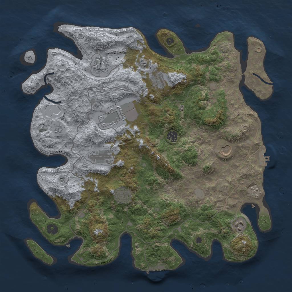 Rust Map: Procedural Map, Size: 4000, Seed: 31243253, 17 Monuments
