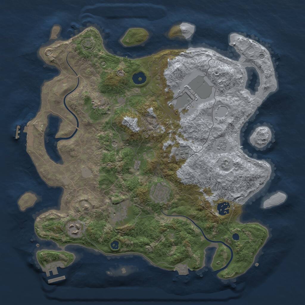 Rust Map: Procedural Map, Size: 3500, Seed: 175628912, 13 Monuments