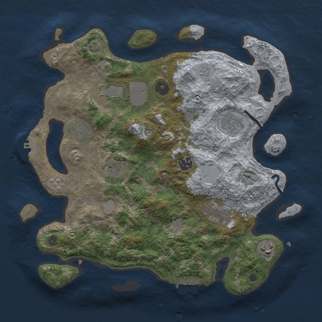 Rust Map: Procedural Map, Size: 3500, Seed: 175628912, 16 Monuments