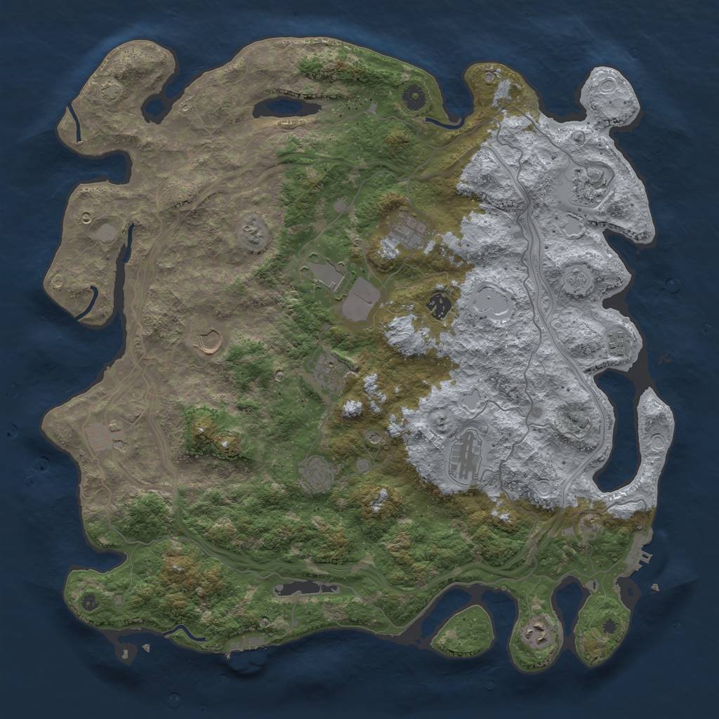 Rust Map: Procedural Map, Size: 4500, Seed: 71974337, 19 Monuments