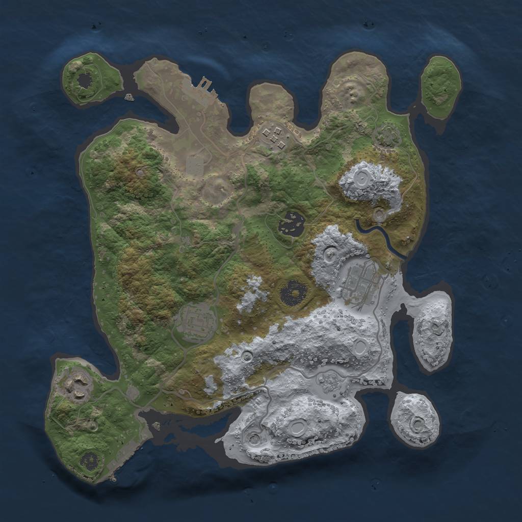 Rust Map: Procedural Map, Size: 3000, Seed: 1225360694, 13 Monuments