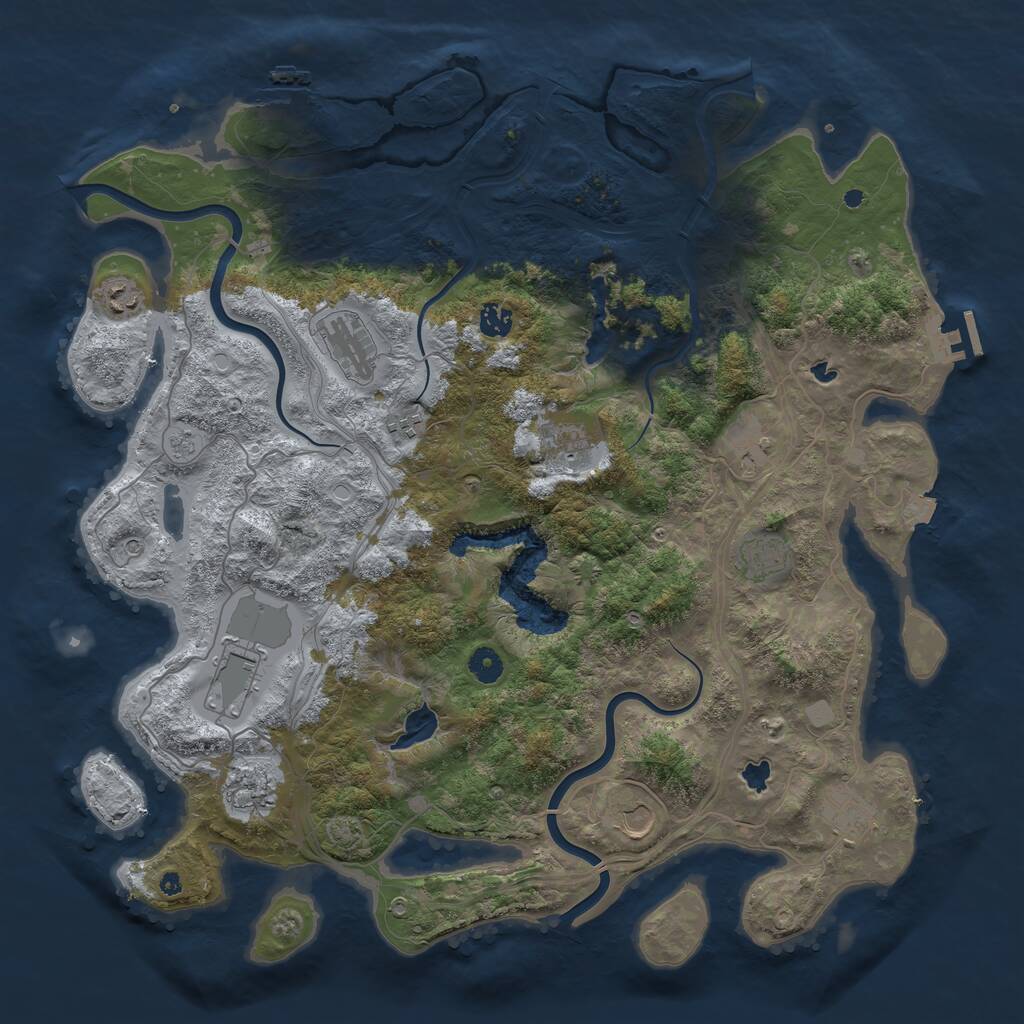 Rust Map: Procedural Map, Size: 4500, Seed: 75121, 17 Monuments