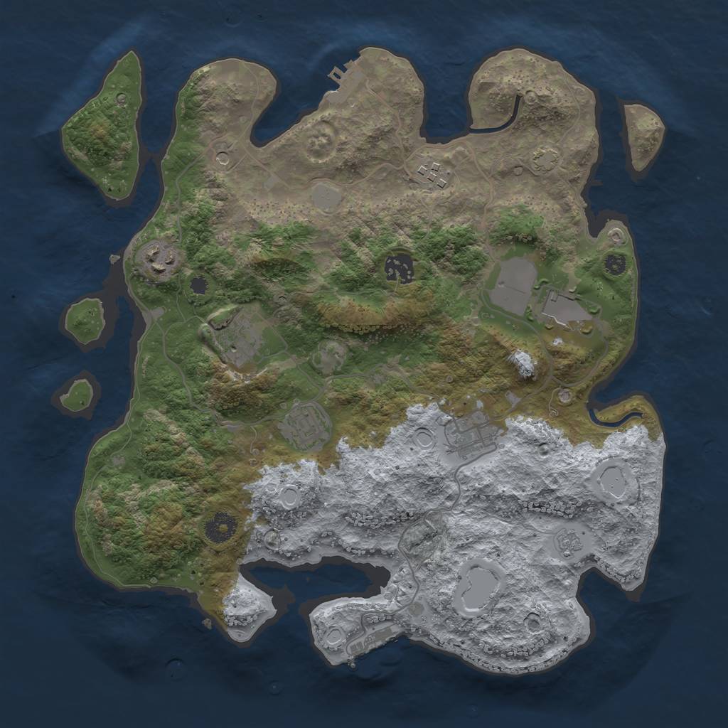 Rust Map: Procedural Map, Size: 3500, Seed: 291864060, 15 Monuments