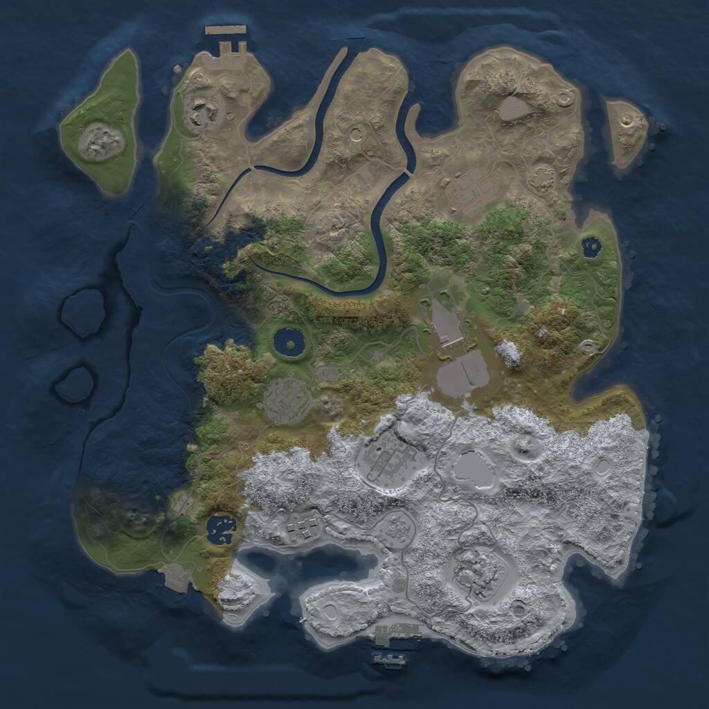 Rust Map: Procedural Map, Size: 3500, Seed: 291864060, 14 Monuments