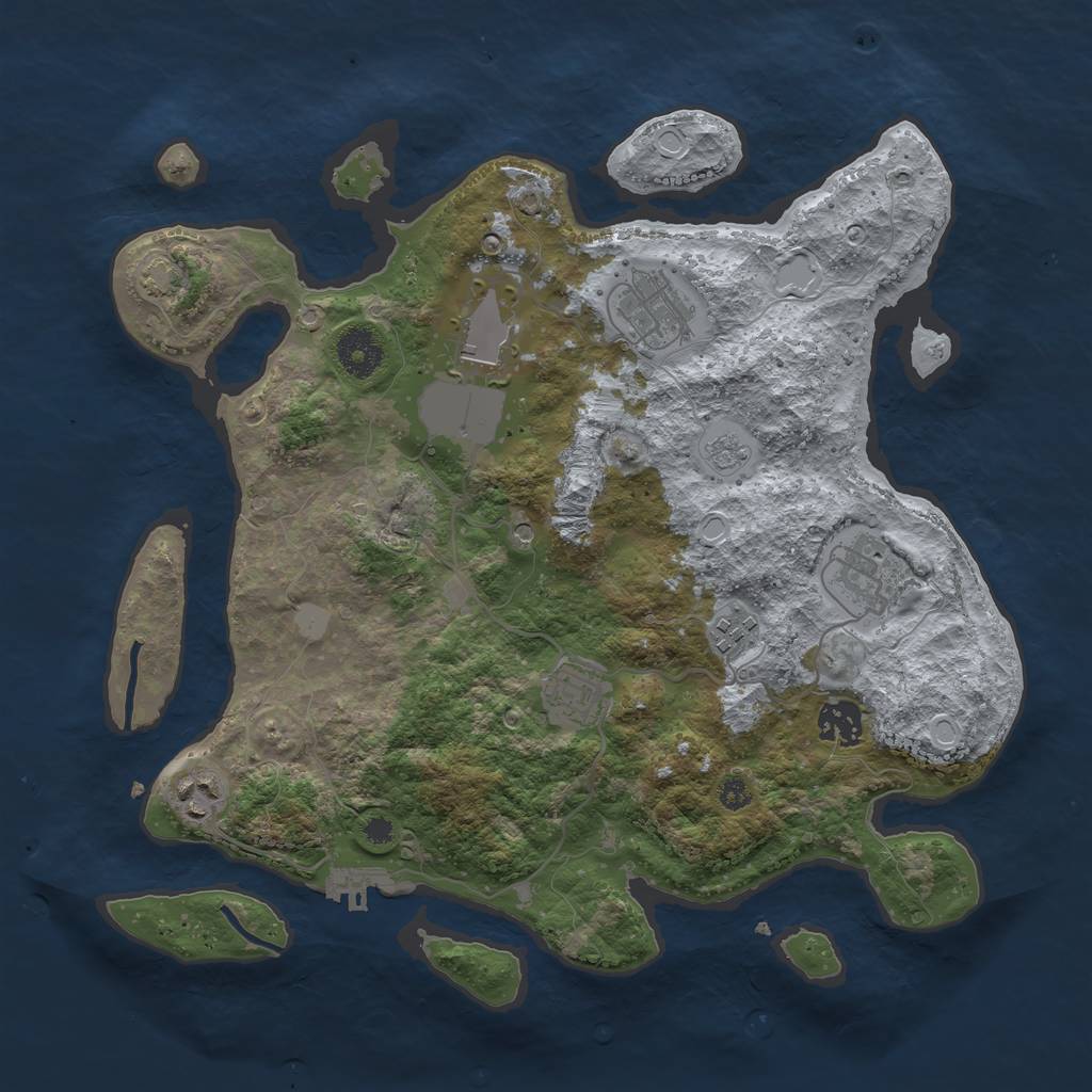 Rust Map: Procedural Map, Size: 3500, Seed: 1184874255, 14 Monuments