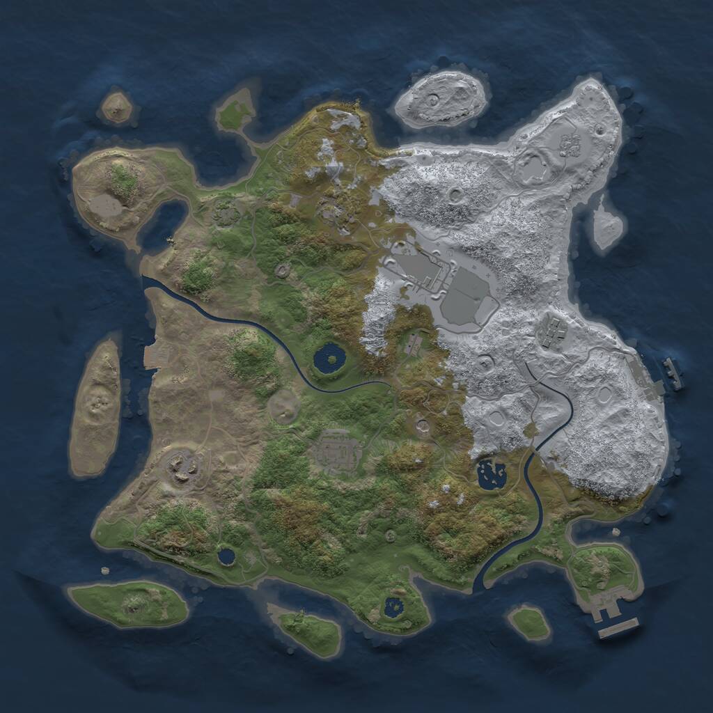 Rust Map: Procedural Map, Size: 3500, Seed: 1184874255, 12 Monuments