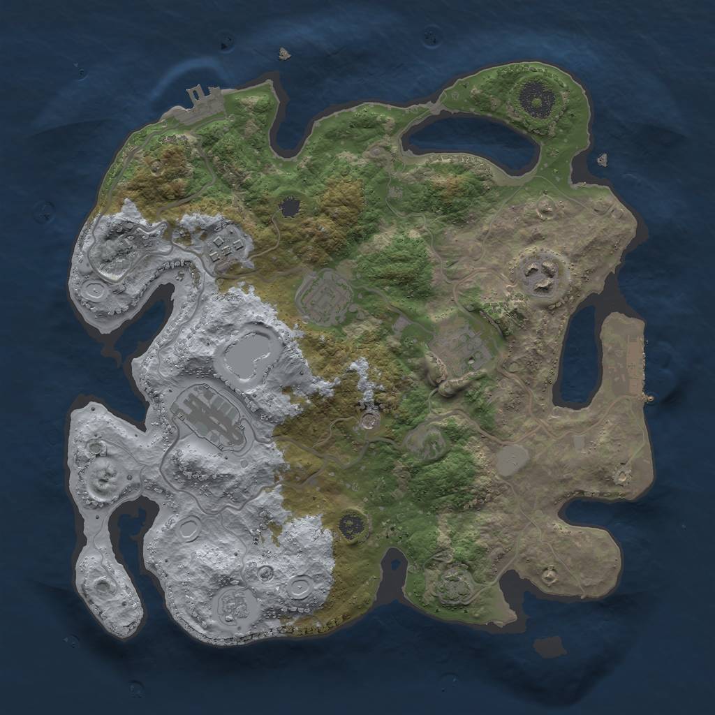 Rust Map: Procedural Map, Size: 3000, Seed: 1992927844, 13 Monuments