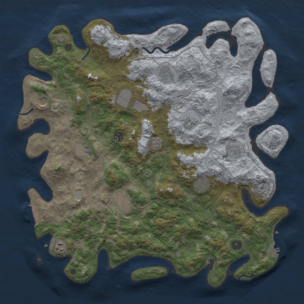 Rust Map: Procedural Map, Size: 4500, Seed: 1340746162, 19 Monuments