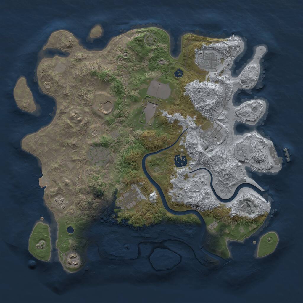 Rust Map: Procedural Map, Size: 3500, Seed: 2052120076, 14 Monuments