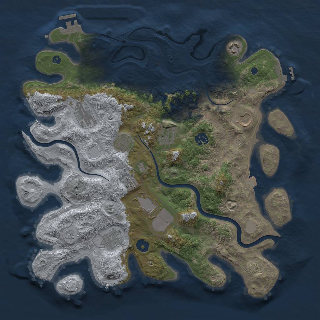 Rust Map: Procedural Map, Size: 3750, Seed: 145070442, 15 Monuments