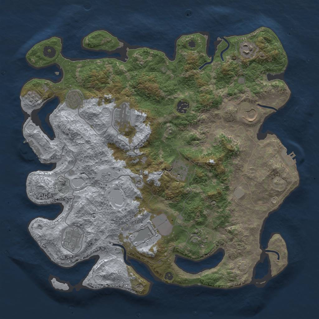 Rust Map: Procedural Map, Size: 3850, Seed: 78628289, 18 Monuments