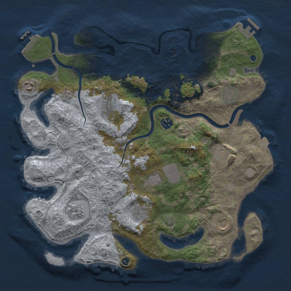 Rust Map: Procedural Map, Size: 3850, Seed: 78628289, 16 Monuments