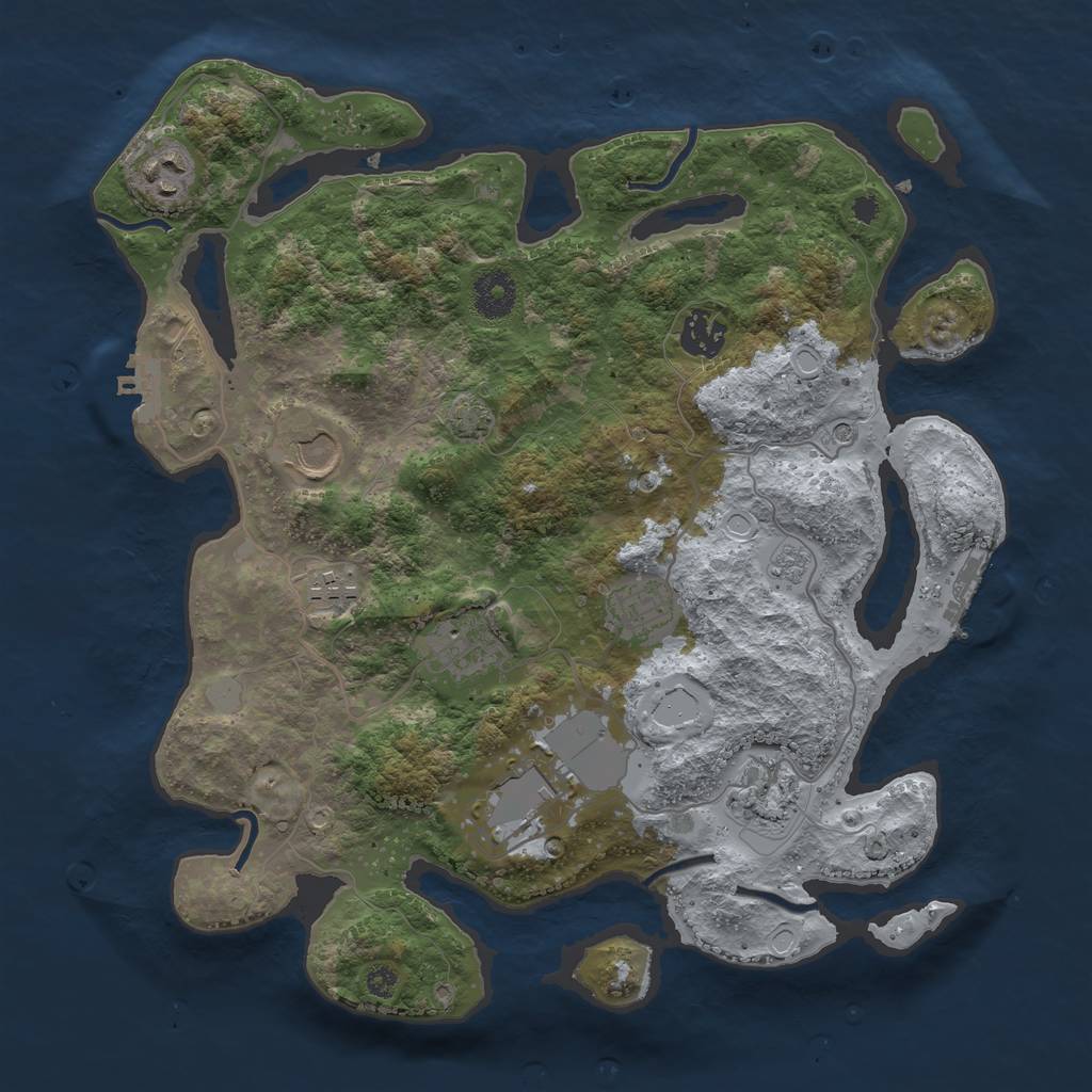 Rust Map: Procedural Map, Size: 3500, Seed: 2143, 16 Monuments