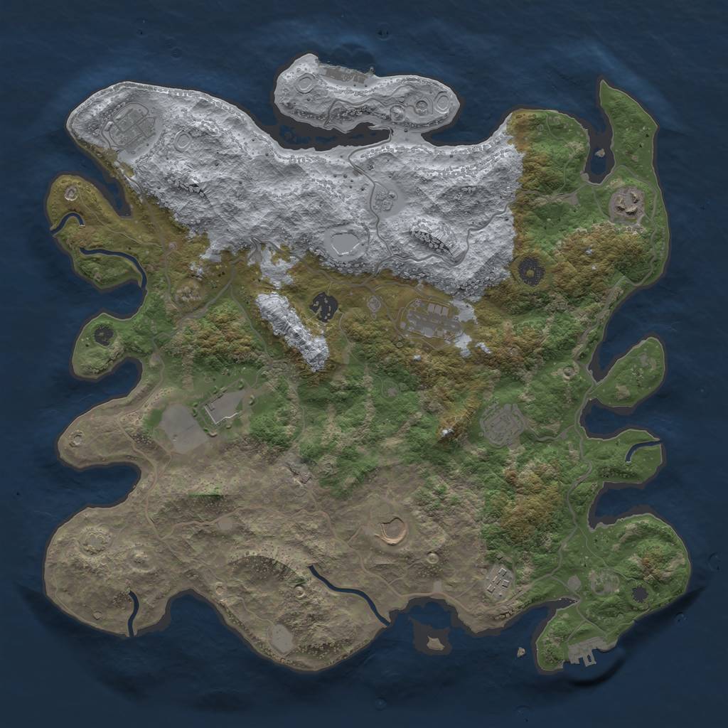 Rust Map: Procedural Map, Size: 4000, Seed: 159357, 16 Monuments
