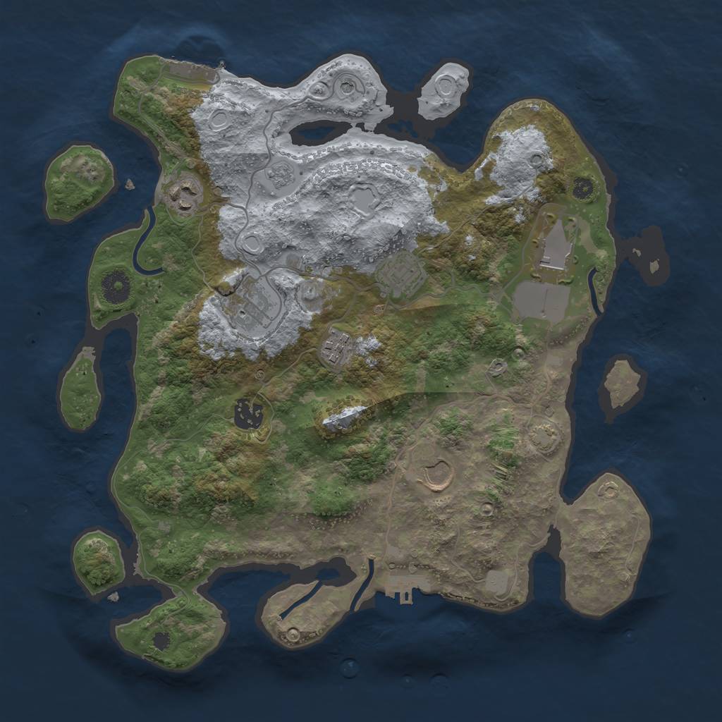 Rust Map: Procedural Map, Size: 3500, Seed: 746298786, 15 Monuments